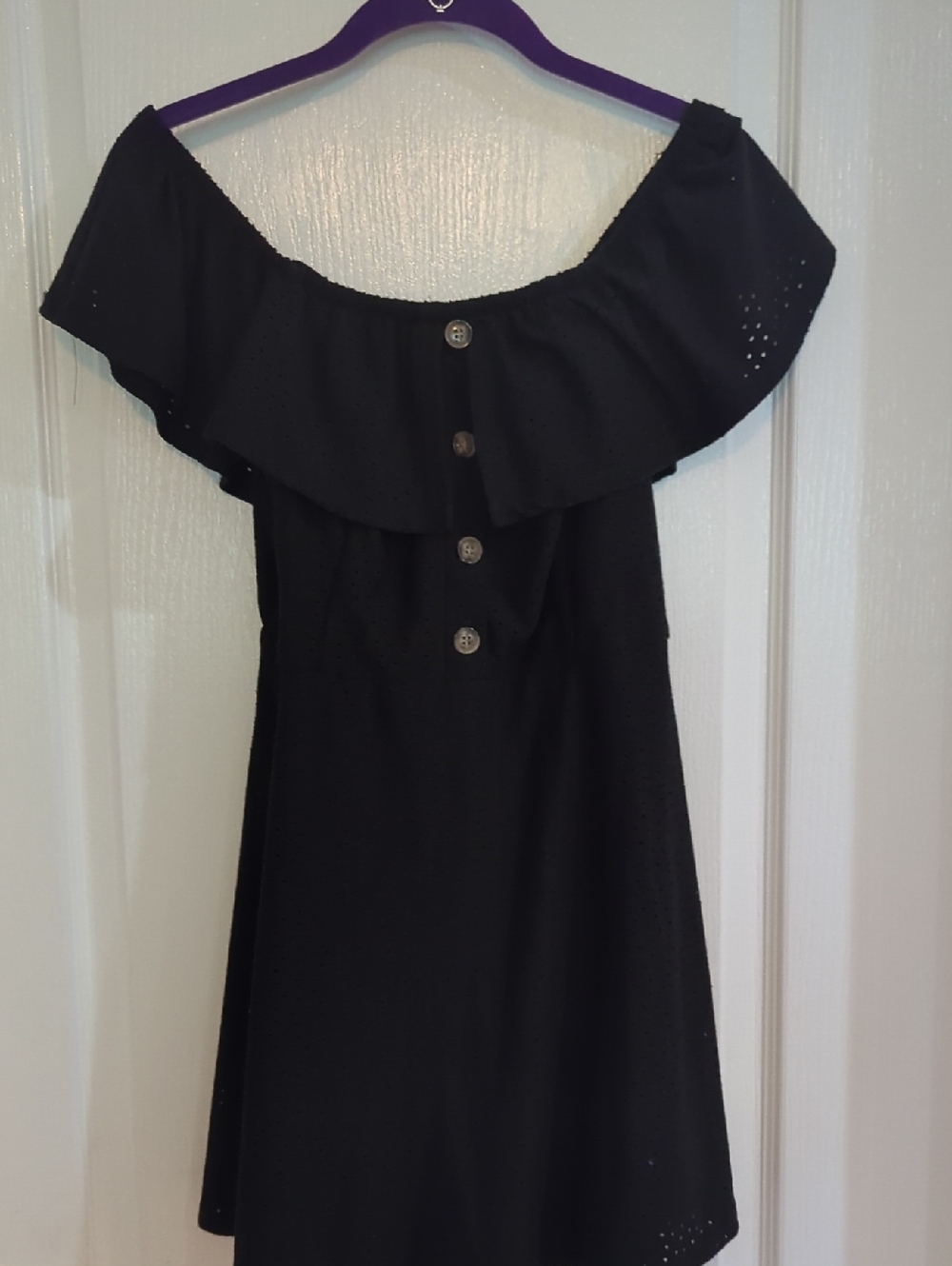 Speechless Black Strapless Ruffle Dress with Front Buttons Sz L